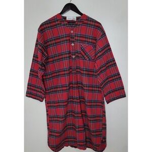 The Vermont Country Store Night Sleep Shirt Mens Red Plaid Flannel Medium
